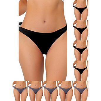 10 Packs Women's Unlined Underwear Satin Invisible Bikini Comfortable No-Show Thongs