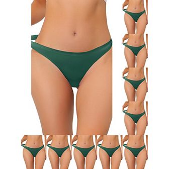 10 Packs Women's Unlined Underwear Satin Invisible Bikini Comfortable No-Show Thongs