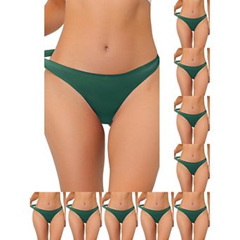 10 Packs Women's Unlined Underwear Satin Invisible Bikini Comfortable No-Show Thongs