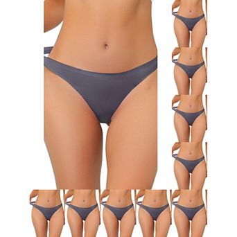 10 Packs Women's Unlined Underwear Satin Invisible Bikini Comfortable No-Show Thongs