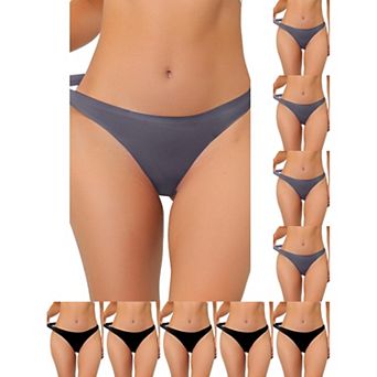 10 Packs Women's Unlined Underwear Satin Invisible Bikini Comfortable No-Show Thongs