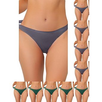 10 Packs Women's Unlined Underwear Satin Invisible Bikini Comfortable No-Show Thongs