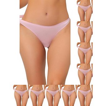 10 Packs Women's Unlined Underwear Satin Invisible Bikini Comfortable No-Show Thongs