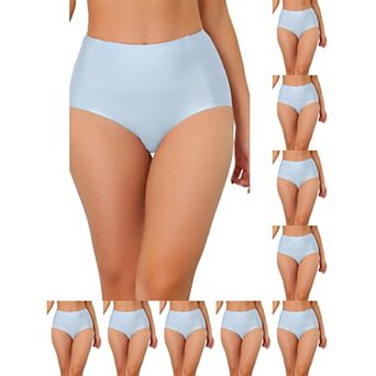 10 Packs Women's Tummy Control One-Piece Hipster Underwear High-Waisted Breathable Brief