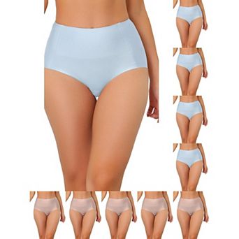 10 Packs Women's Tummy Control One-Piece Hipster Underwear High-Waisted Breathable Brief