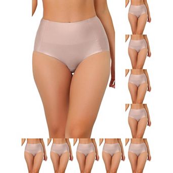 10 Packs Women's Tummy Control One-Piece Hipster Underwear High-Waisted Breathable Brief