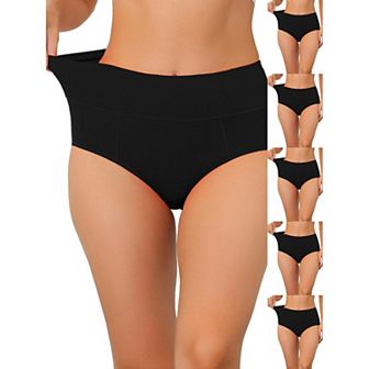 6 Packs Women's Cotton High-Waist (Available in Plus Size), Tummy Control Underwear
