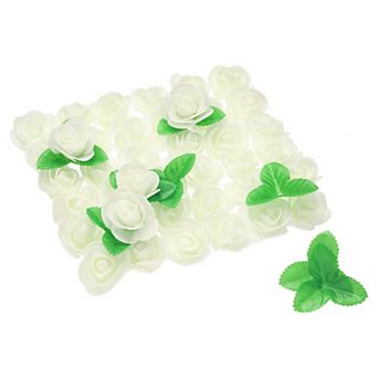 500 pc Foam Rose Heads 1.4" Artificial Bulk Stemless Foam Fake Flower with 10 pc Leaves