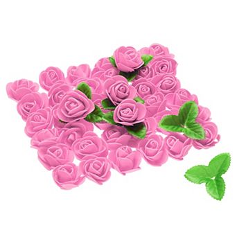500 pc Foam Rose Heads 1.4" Artificial Bulk Stemless Foam Fake Flower with 10 pc Leaves