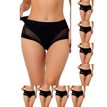 9 pc Women's Briefs Laser Cut Mesh Soft High-rise Brief Solid Stretchy Underwear Panties