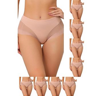 9 pc Women's Briefs Laser Cut Mesh Soft High-rise Brief Solid Stretchy Underwear Panties