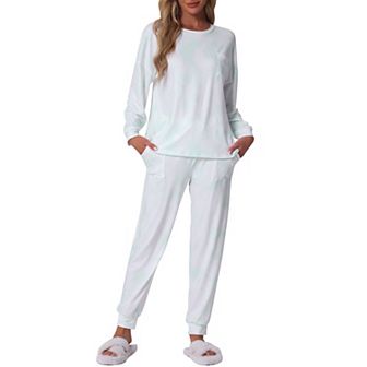 Women's Pajamas Cotton Tie Dye Long Sleeve Round Neck Front Pocket Drawstring Long Pants Loungewear