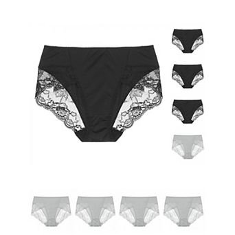 9 pc Women's Mid-Rise Lace Trim Brief Panties