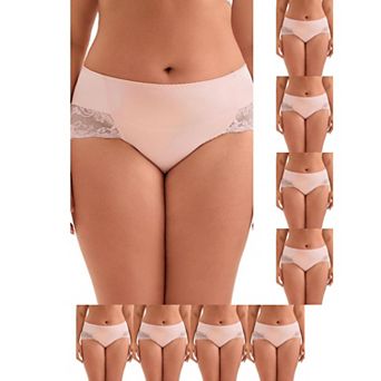 9 pc Women's Mid-Rise Lace Trim Brief Panties
