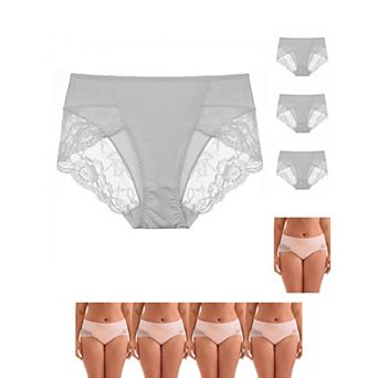 9 pc Women's Mid-Rise Lace Trim Brief Panties