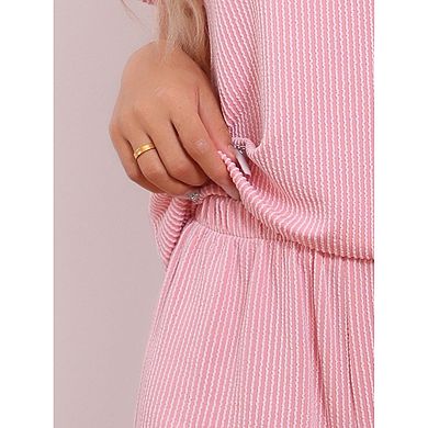 Women's Pajamas Short Sleeves Tops with Shorts Ribbed Knit Casual Loungewear PJ Sets