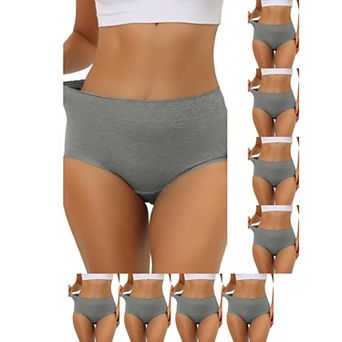 9 Packs Women's Cotton Underwear High-Waist Lace Trim Tummy Control Full Coverage Brief