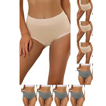 9 Packs Women's Cotton Underwear High-Waist Lace Trim Tummy Control Full Coverage Brief
