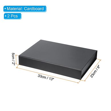 13x9x2 Inch Gift Box with Lid, 2 Pack Magnetic Closure Collapsible Paper Rectangle Favor Boxes