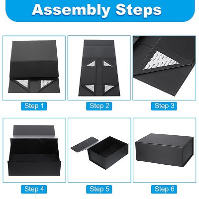 13x9x2 Inch Gift Box with Lid, 2 Pack Magnetic Closure Collapsible