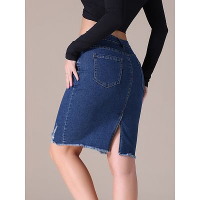 セール】Pleated Denim-Effect Bit Skirt（スカート）｜Her lip