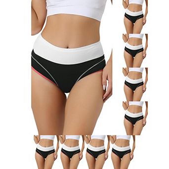 9 Packs Women's High Waist Underwear Stretch Briefs Underpants Tummy Control Cotton Panties
