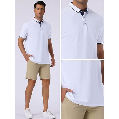 Men's Short Sleeve Contrast Color Summer Golf Formal Business Polo Shirts