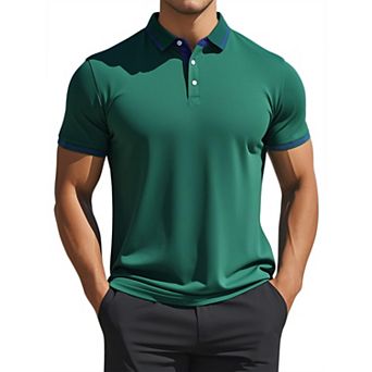 Men's Short Sleeve Contrast Color Summer Golf Formal Business Polo Shirts