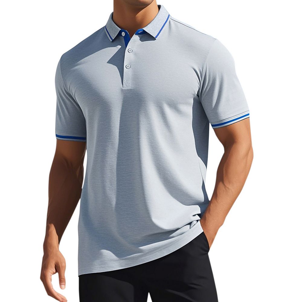 Men's Short Sleeve Contrast Color Summer Golf Formal Business Polo
