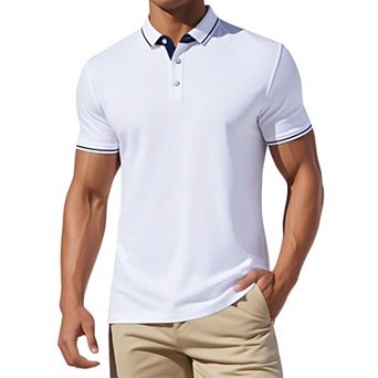 Men's Short Sleeve Contrast Color Summer Golf Formal Business Polo Shirts