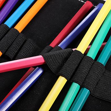 Handmade Roll Up Pencil Case, Canvas Pencil Wrap Pouch Pen Holder Organizer