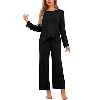 Women's Lounge Sets Soft High Low Top Long Sleeve Pants Fall Pj Sets 2 pc Comfy Loose Sleepwear