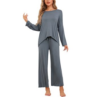 Women's Lounge Sets Soft High Low Top Long Sleeve Pants Fall Pj Sets 2 pc Comfy Loose Sleepwear