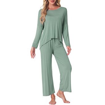 Women's Lounge Sets Soft High Low Top Long Sleeve Pants Fall Pj Sets 2 pc Comfy Loose Sleepwear