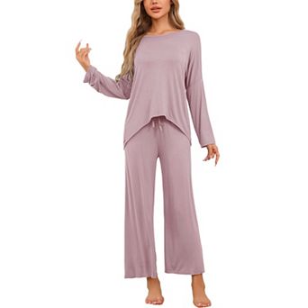 Women's Lounge Sets Soft High Low Top Long Sleeve Pants Fall Pj Sets 2 pc Comfy Loose Sleepwear