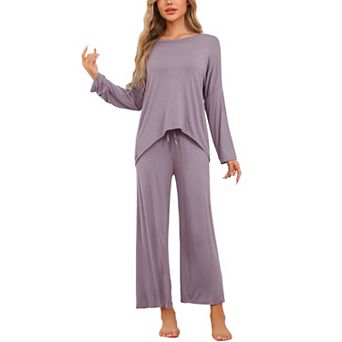 Women's Lounge Sets Soft High Low Top Long Sleeve Pants Fall Pj Sets 2 pc Comfy Loose Sleepwear