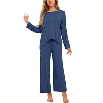 Women's Lounge Sets Soft High Low Top Long Sleeve Pants Fall Pj Sets 2 pc Comfy Loose Sleepwear