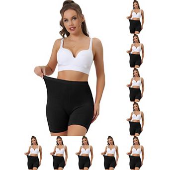 10 Packs Women's Mid-Thigh Boxer Underwear Full Coverage Soft Stretch Boy-Shorts Panties
