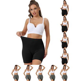 10 Packs Women's Mid-Thigh Boxer Underwear Full Coverage Soft Stretch Boy-Shorts Panties