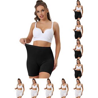 10 Packs Women's Mid-Thigh Boxer Underwear Full Coverage Soft Stretch Boy-Shorts Panties