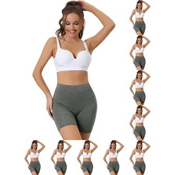 10 Packs Women's Mid-Thigh Boxer Underwear Full Coverage Soft Stretch Boy-Shorts Panties