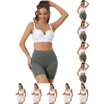 10 Packs Women's Mid-Thigh Boxer Underwear Full Coverage Soft Stretch Boy-Shorts Panties