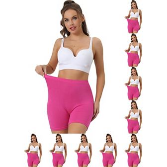 10 Packs Women's Mid-Thigh Boxer Underwear Full Coverage Soft Stretch Boy-Shorts Panties