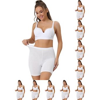 10 Packs Women's Mid-Thigh Boxer Underwear Full Coverage Soft Stretch Boy-Shorts Panties