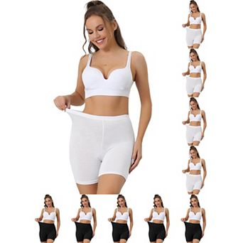 10 Packs Women's Mid-Thigh Boxer Underwear Full Coverage Soft Stretch Boy-Shorts Panties