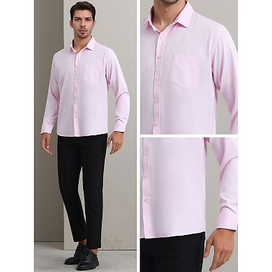 Men's Dress Shirts Solid Long Sleeve Regular Fit Formal Business Button Down Formal Shirts