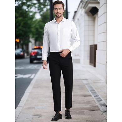 Men's Dress Shirts Solid Long Sleeve Regular Fit Formal Business Button Down Formal Shirts