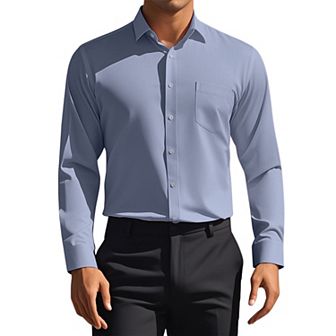 Men's Dress Shirts Solid Long Sleeve Regular Fit Formal Business Button Down Formal Shirts