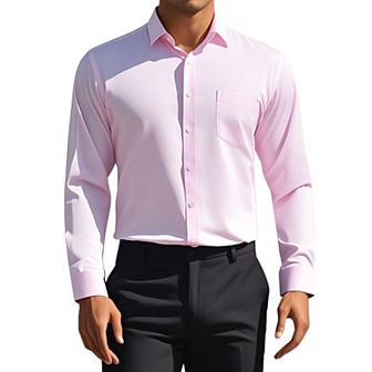 Men's Dress Shirts Solid Long Sleeve Regular Fit Formal Business Button Down Formal Shirts