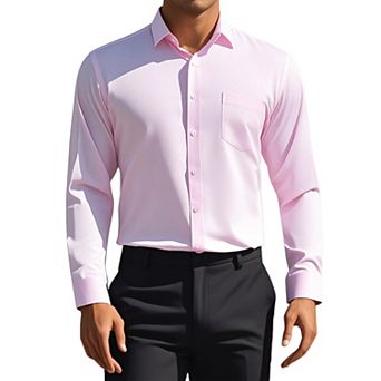 Men's Dress Shirts Solid Long Sleeve Regular Fit Formal Business Button Down Formal Shirts